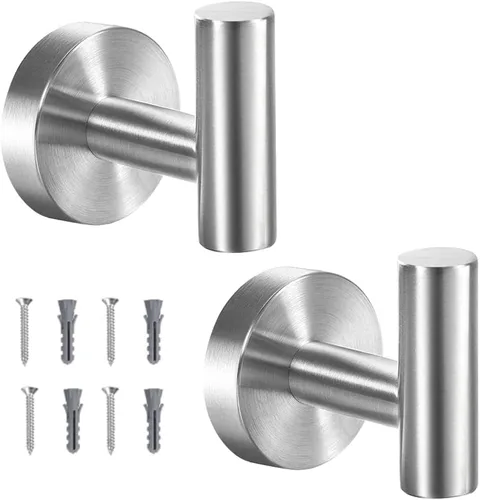 Vista 14 de Vuzvuv Paquete de 2 ganchos de pared mate negros, SUS304 de acero inoxidable impermeable para abrigo y bata, ganchos resistentes para baño, cocina