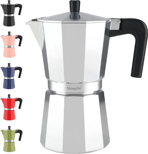 Vista 18 de Mongdio - Cafetera de café espresso para estufa Moka, Cafetera Cubana para estufa, Cafetera Mocha Greca Italiana, para 6 tazas de espresso, 10 onzas