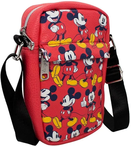 Vista 2 de Disney Bolso Crossbody Mickey Mouse Poses De Pie Esparcido Rojo Vegano Cuero, Rojo