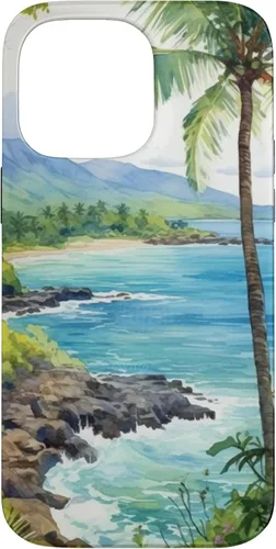 Vista 21 de Tropical Hawaii Forest Beach Ocean Art Aesthetic Case for iPhone 16