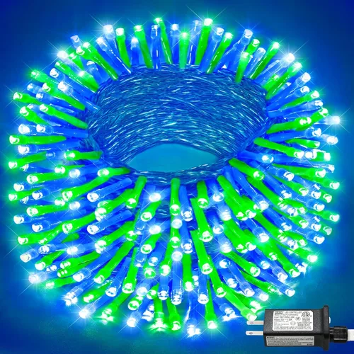 Vista 17 de Tira de luces rojas, blancas y azules, 66 pies, 200 luces LED para el 4 de julio, impermeables, con 8 modos, tira de luces conectables al aire libre