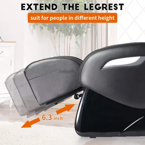 Vista 7 de BestMassage Silla de masaje de gravedad cero, cuerpo completo, silla eléctrica de masaje Shiatsu, reclinable con rodillos de pie, terapia de calor