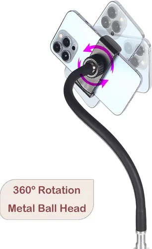 Vista 2 de Soporte de trípode de suelo, trípode alto retráctil de cuello de cisne ajustable de 7.2 pies para iPhone 12 Pro Max, iPhone 11 Pro Max, iPhone Xs
