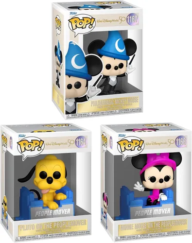 Vista 2 de Funko Pop! Disney: Walt Disney World - Juego de coleccionistas del 50 aniversario – El juego de 3 figuras incluye: People Mover Minnie, People Mover