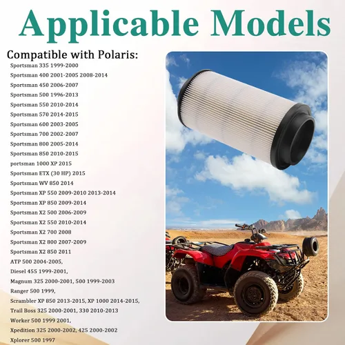 Vista 7 de 7080595 Filtro de aire 2520799 3084963 Filtro de aceite para Polaris Sportsman 335 400 450 500 EFI HO Magnum 325 2x4 500 4x4 Trail Blazer 330 Trail