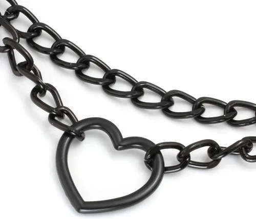 Vista 3 de MILAKOO Gargantilla de piel sintética punk, collar ajustable con dije de círculocorazón para mujer