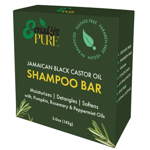 Vista 7 de Emily's Pure Barra de champú de aceite de ricino negro jamaicano, 5 onzas, champú sólido sin sulfato para soporte de roturas y cuidado del cuero
