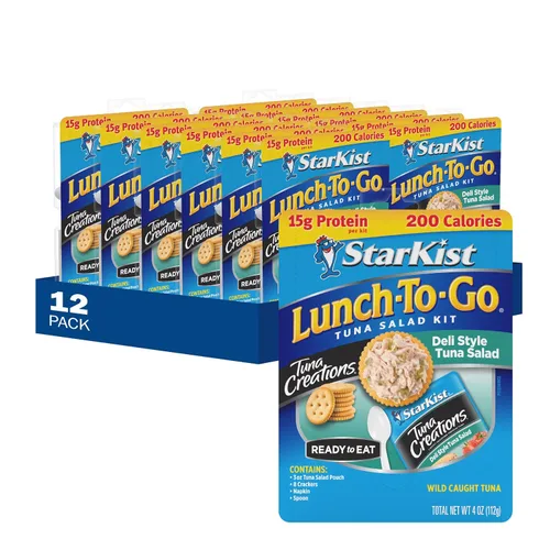 Vista 11 de StarKist Lunch-To-Go Albacore Mezcla tu propia ensalada de atún, kit de 4.5 onzas, 1 paquete 0.67 oz de proteína por porción, listo para comer