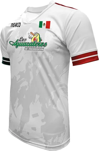 Vista 2 de Jersey México Aguacateros de Michoacán 100% Poliéster BlancoGris_Hecho en México