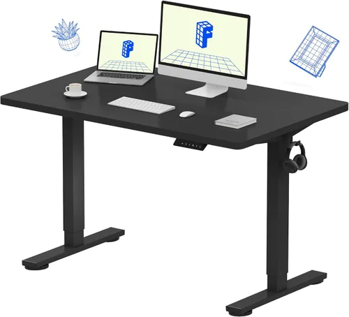 Vista 24 de FLEXISPOT EN1 - Escritorio de pie de una pieza, 40"x24" de escritorio sin costuras, eléctrico, altura ajustable para oficina en casa, salas de Negro