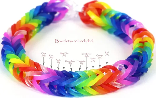 Vista 4 de Rainbow Loom Recambio de banda de goma sin látex + clips en C, gelatina turquesa