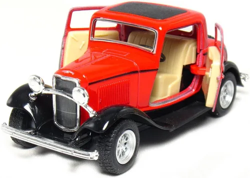 Vista 4 de KiNSMART 1932 Ford Coupé de 3 ventanas, escala 1:34, 5 pulgadas, modelo de metal fundido a presión, auto clásico (4 juegos)
