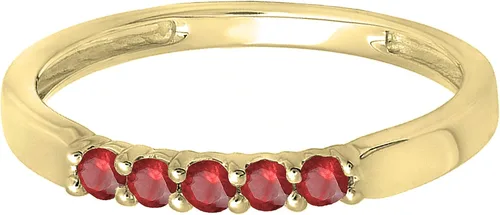 Vista 2 de Dazzlingrock Collection Anillo de boda redondo de 5 piedras preciosas o diamantes para mujer en oro macizo de 10 K/14 K/18 K
