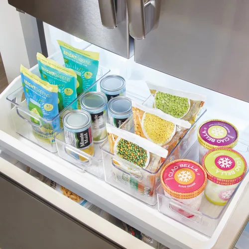 Vista 6 de InterDesign iDesign - Contenedor organizador de plástico para refrigerador y congelador con asas integradas, 10 x 5 x 6 pulgadas, transparente