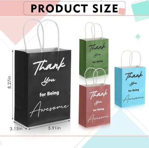 Vista 3 de Sweetude 48 bolsas de regalo de agradecimiento a granel con asas para profesores, compañeros de trabajo, personal, regalo de agradecimiento por ser
