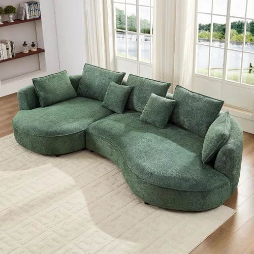 Vista 19 de Sofá Seccional Curvo de 106 pulgadas Sofá de Esponja con Chaise Lounge para Sala de Estar, Sofá Seccional Moderno en Forma de L, Sin Estructura