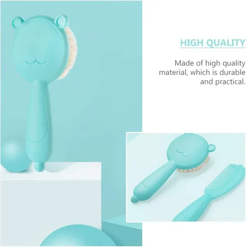 Vista 6 de TOYANDONA 1 juego de cepillo y peine para el pelo del bebé para recién nacidos y niños pequeños, cepillo de masaje y cuero cabelludo para bebé