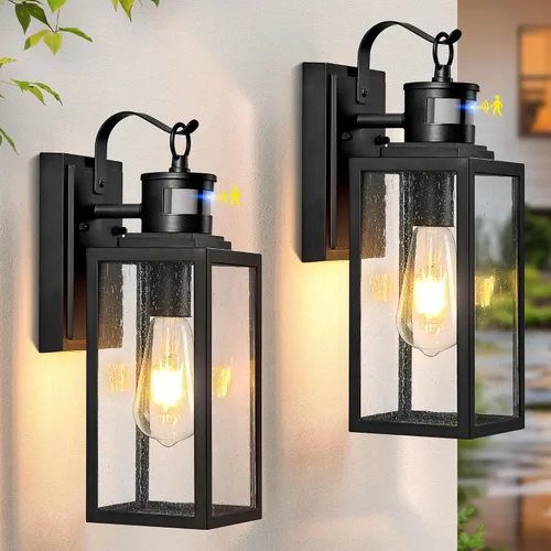 Vista 13 de VIANIS Luces de Pared para Exteriores, Luces de Porche Linterna para Exteriores, Accesorios de Iluminación para Exteriores Impermeables Negros