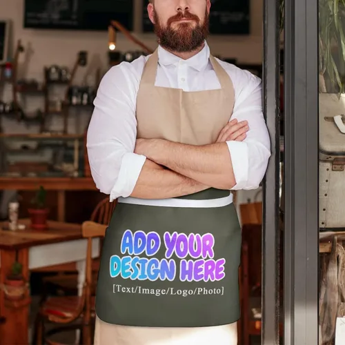 Vista 100 de AXKEUDO Delantal personalizado con bolsillos, delantales de cintura para camarera para cocinar en casa, restaurante, servir trabajo