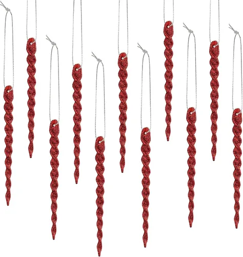 Vista 42 de 30 piezas de carámbanos de plástico trenzados para árbol de Navidad; adornos colgantes para árbol de Navidad, fiesta de Navidad, boda, fiesta