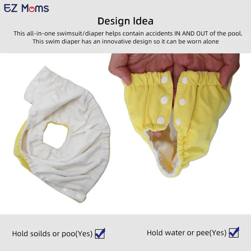 Vista 5 de Paquete de 2 pañales de natación reutilizables para bebés, pañales de natación suaves y sedosos, pañales de natación lavables para bebés, pañales