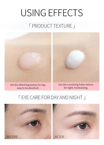 Vista 3 de Aceite esencial de rosa crema para ojos de día y noche, crema de ojos para ojeras e hinchazón, hidratante, hidratante, líneas finas, bolsas