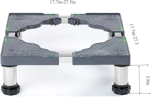 Vista 2 de Base ajustable multifuncional para lavadora Soporte de secadora Antivibración ajustable de 17.7 a 27.5 pulgadas, bandejas de piso para refrigerador