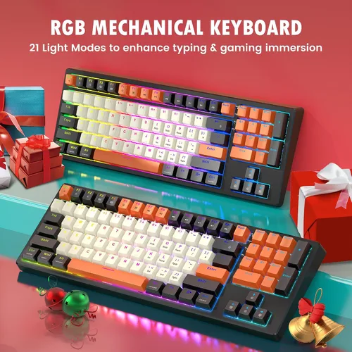 Vista 2 de RisoPhy Gasket - Teclado mecánico programable de 93 teclas con retroiluminación RGB, interruptor rojo intercambiable en caliente, teclado