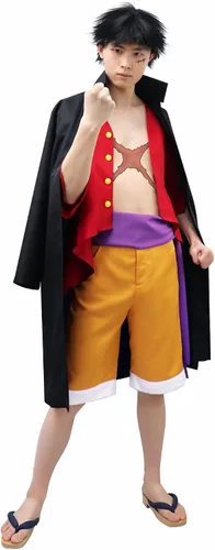Vista 4 de DAZCOS Disfraz de anime Wano Country de Luffy de talla estadounidense, para cosplay