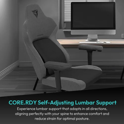 Vista 2 de ThunderX3 CORE Smart MESH Silla de juegos Gaming Negra y Gris Oscuro – Silla ergonómica de oficina, soporte lumbar automático, mecanismo Tela