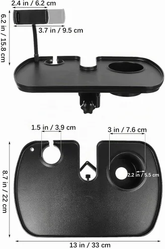 Vista 6 de Toyvian Bandeja universal para micrófono con soporte para bebidas, soporte de micrófono ajustable, soporte de teléfono para transmisión en vivo