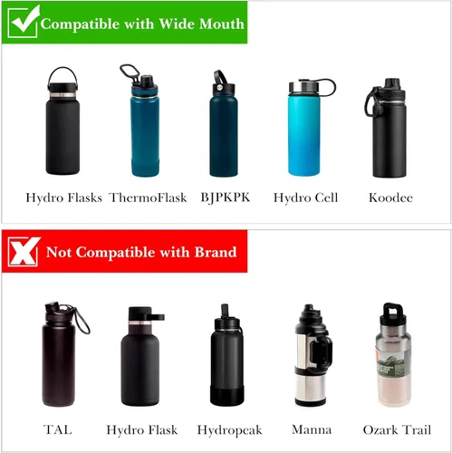 Vista 3 de Linkidea Paquete de 2 tapas para botella de agua de boca ancha con asa compatible con Hydro Flask de boca ancha de 12/16/18/20/32/40/64 onzas, tapa