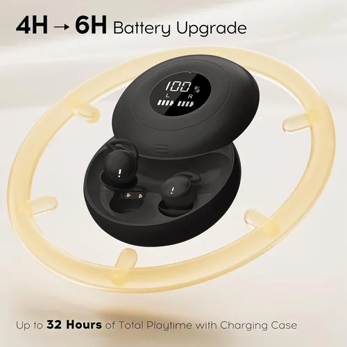 Vista 6 de Auriculares para dormir Bluetooth 6.0, mini auriculares invisibles de silicona para dormir de lado, auriculares con bloqueo de ruido, auriculares