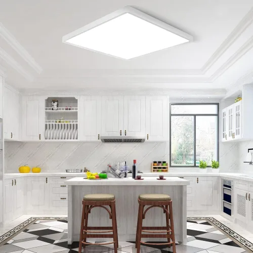 Vista 3 de Lámpara LED de Techo Empotrada, 2800K Blanco Cálido, 12 pulgadas 24W, 3200LM, Luminaria de Panel Plano Delgado, Lámpara de Techo Cuadrada Moderna