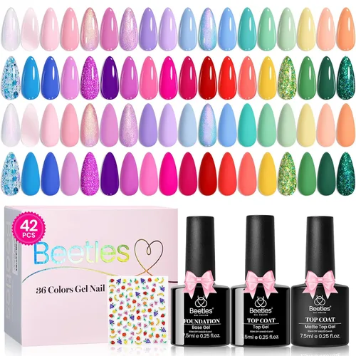 Vista 23 de Juego de esmalte de uñas de gel Beetles Cat Eye - 24 piezas, 20 colores de esmalte de uñas de gel con brillantina, cambia de color oscuro, kit