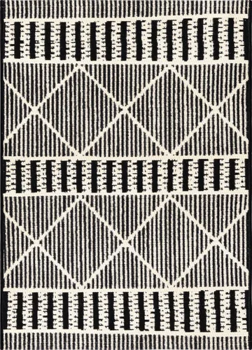 Vista 2 de Unique Loom Outdoor Trellis Collection - Alfombra de área - Dalyan (2 x 3 pies, rectangular, negro/natural)