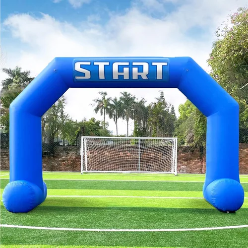 Vista 12 de Arco inflable de 20 pies de línea de acabado verde con potente soplador, arco inflable hexagonal al aire libre para carreras de 5 K, fiesta