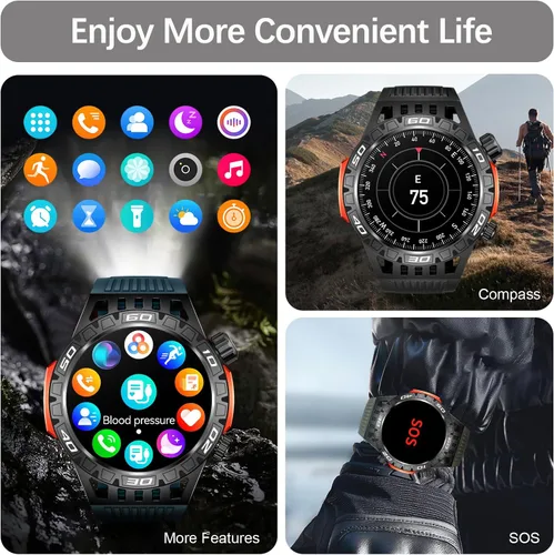 Vista 5 de Military Smart Watch for Men 1.46" Outdoor Tactical Sports Smartwatch with Answer/Make Call,Fitness Watch,Blood Oxygen,Heart Rate and Sleep Monitor
