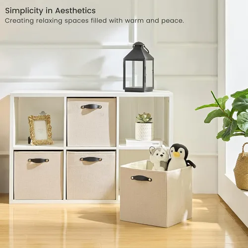 Vista 2 de Cajas Organizadoras de Cubo de Almacenamiento Organizador de Cubby de Tela 7.7 oz/yd² para Estante, Estantería, Clóset, Armario, Guardarropa