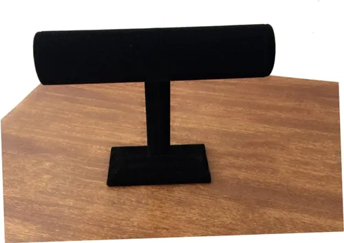 Vista 5 de ARTIBETTER Torre de exhibición para soporte de barra en T de estante negro, soportes para joyería de nivel simple, organizador desmontable negro
