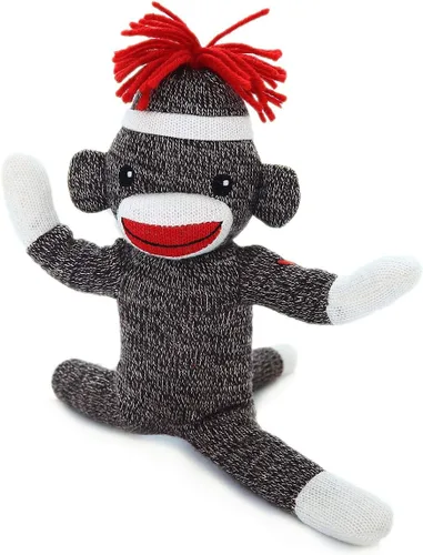 Vista 3 de Plushland Adorable mono calcetín de 8 pulgadas de alto, suave y realista, juguete de peluche de punto, para niños, bebés, adolescentes, niñas