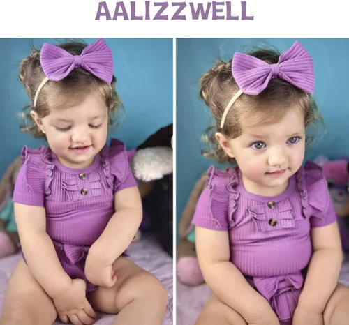 Vista 16 de Aalizzwell Body de manga corta para bebé niña con pantalones cortos acanalados