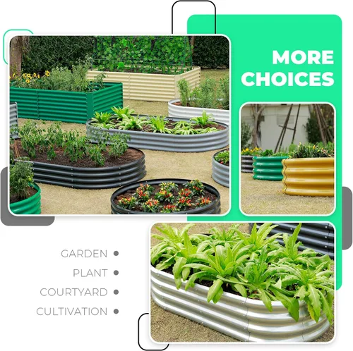 Vista 7 de AHEONLAR Kit de cama de jardín elevada galvanizada, caja ovalada de metal grande, resistente y duradera, cajas de jardín elevadas al aire libre