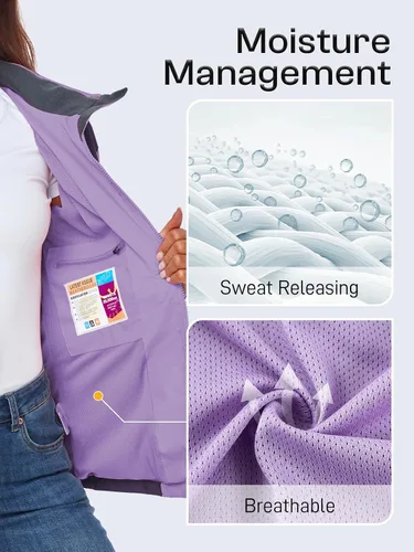 Vista 3 de Chaqueta impermeable para mujer, ligera, para exteriores, con capucha extraíble