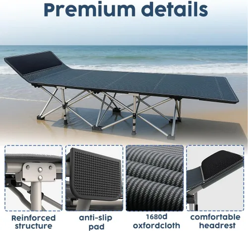 Vista 3 de 10-Leg Heavy Duty Camping Cot for Adults with Mattress Travel, Tent & Indoor Use,500 lbs Capacity，camping cot with mattress，folding camping