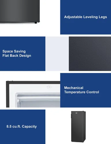 Vista 6 de BLACK+DECKER - Congelador vertical de 8.5 pies cúbicos, congelador de pie con control de temperatura mecánico, congelador vertical con 3 estantes