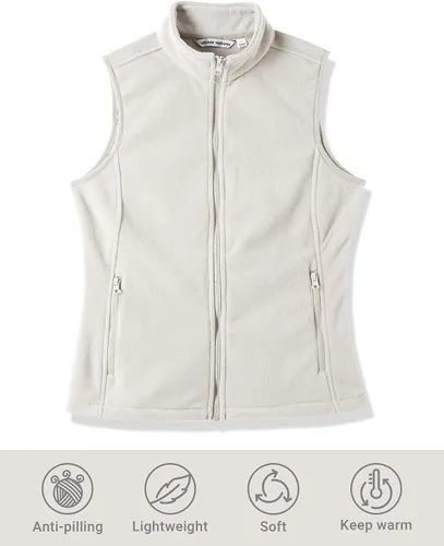 Vista 3 de Outdoor Ventures Chaleco de forro polar con cremallera para mujer, con bolsillos, cálido chaleco sin mangas para otoño e invierno