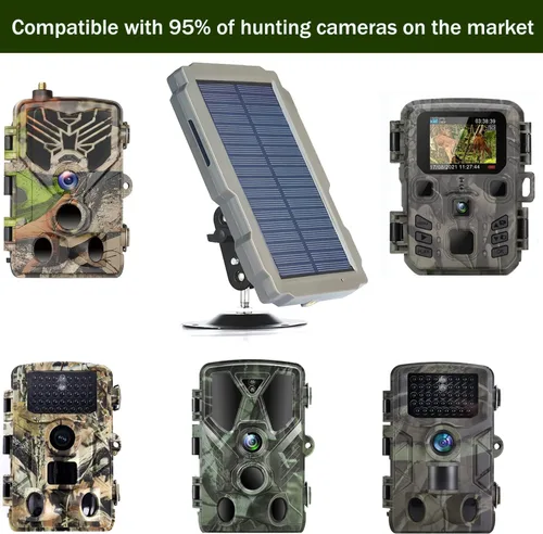 Vista 4 de SUNTEKCAM - Panel solar para cámara de sendero, kit de cargador de batería solar 12V/1A 6V/2A con batería de litio recargable de 3000 mAh