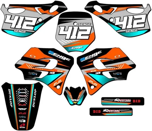 Vista 6 de 1998-2001 SX 65 Surge Black Senge Graphics Base Kit Compatible con KTM