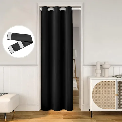 Vista 16 de HOMEIDEAS Cortinas beige para puerta, cortina de privacidad con ojales para dormitorio, 39 pulgadas de ancho x 78 pulgadas de largo, cortinas opacas